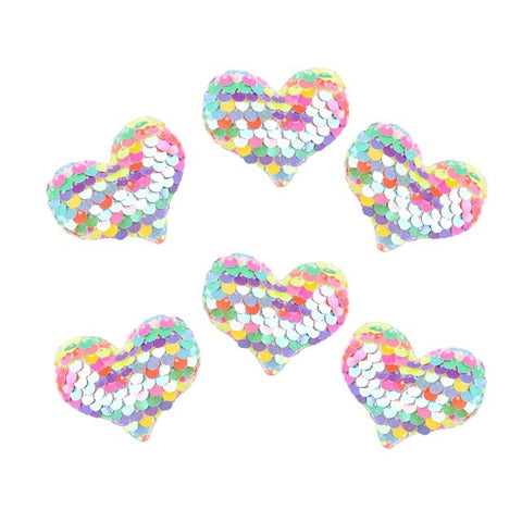 SEQUINS HAIR CLIP SET - RAINBOW HEARTS