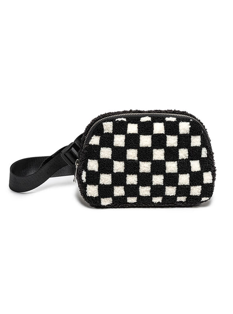 BLACK CHECKER BELT BAG