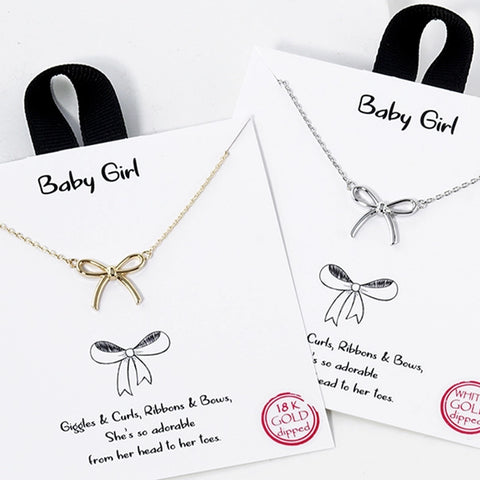 GOLD DIPPED GIRLS BOW CHARM NECKLACES