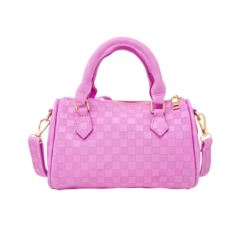 CHECKERED CANVAS HANDBAG - LAVENDER