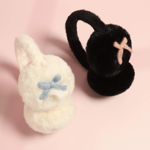 BOW DETAILED FAUX FUR LUXURY SOFT EARMUFFS