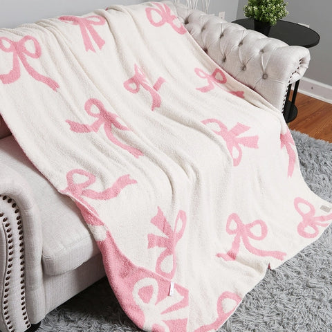 BOW PRINTED COZY SOFT THROW BLANKET