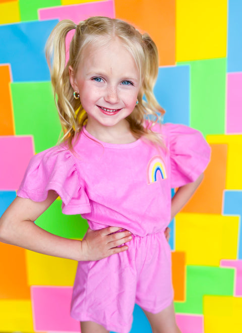 PINK TERRY RAINBOW ROMPER