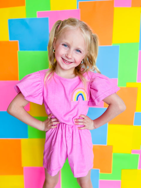 PINK TERRY RAINBOW ROMPER