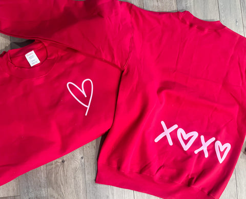 HAND DRAWN HEART LOVE CREW - ADULT SIZES