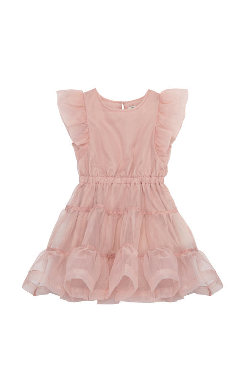 FLUTTER SLEEVE ORGANZA DRESS