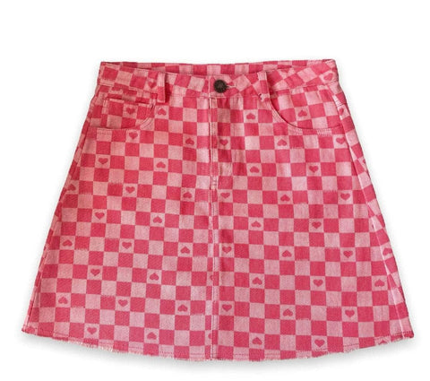 Checkered Love Denim Skirt