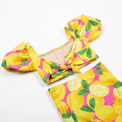 SUMMER LEMON HIGH WAISTED SMOCKED BIKINI