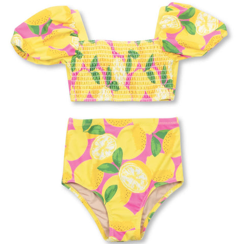 SUMMER LEMON HIGH WAISTED SMOCKED BIKINI