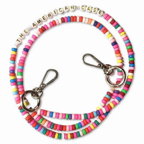 Ultra-resistant multi-color small bead chain with silver carabiners