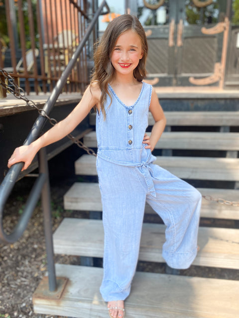 Sleeveless Denim Jumpsuit