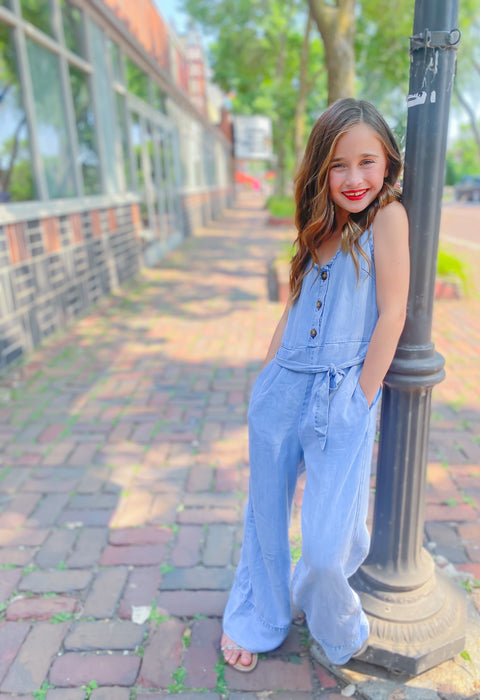 Sleeveless Denim Jumpsuit