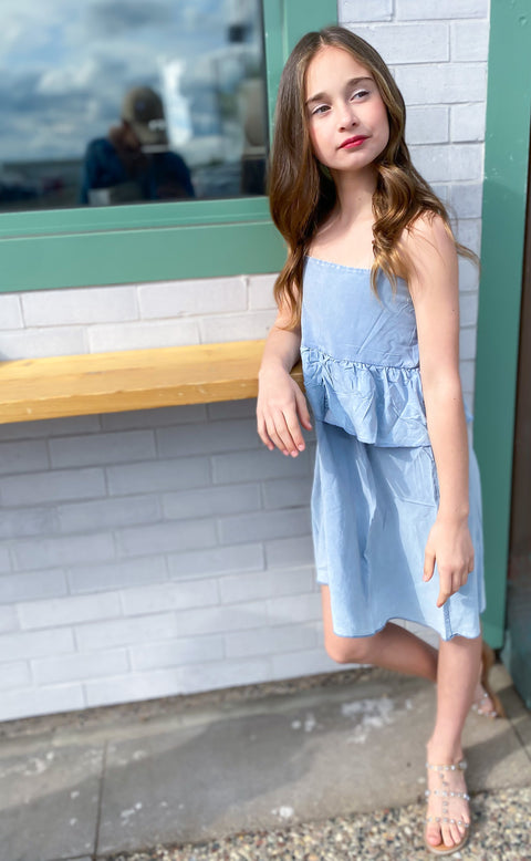 Coastal Cloth Flouncy Sundress-Denim