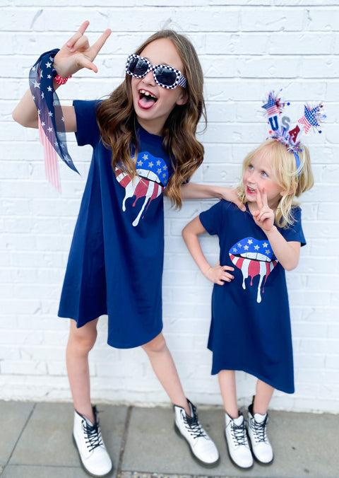 Patriot Lips Shirt Dress